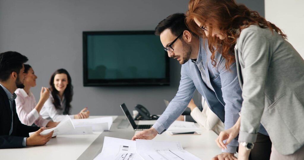 business meeting in modern conference room